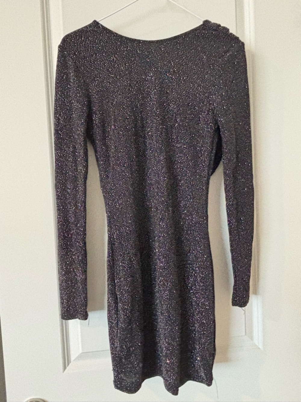 Long Sleeve Sparkle Bodycon Dress - Black/Purple